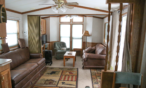 Interior view of cabin living room.