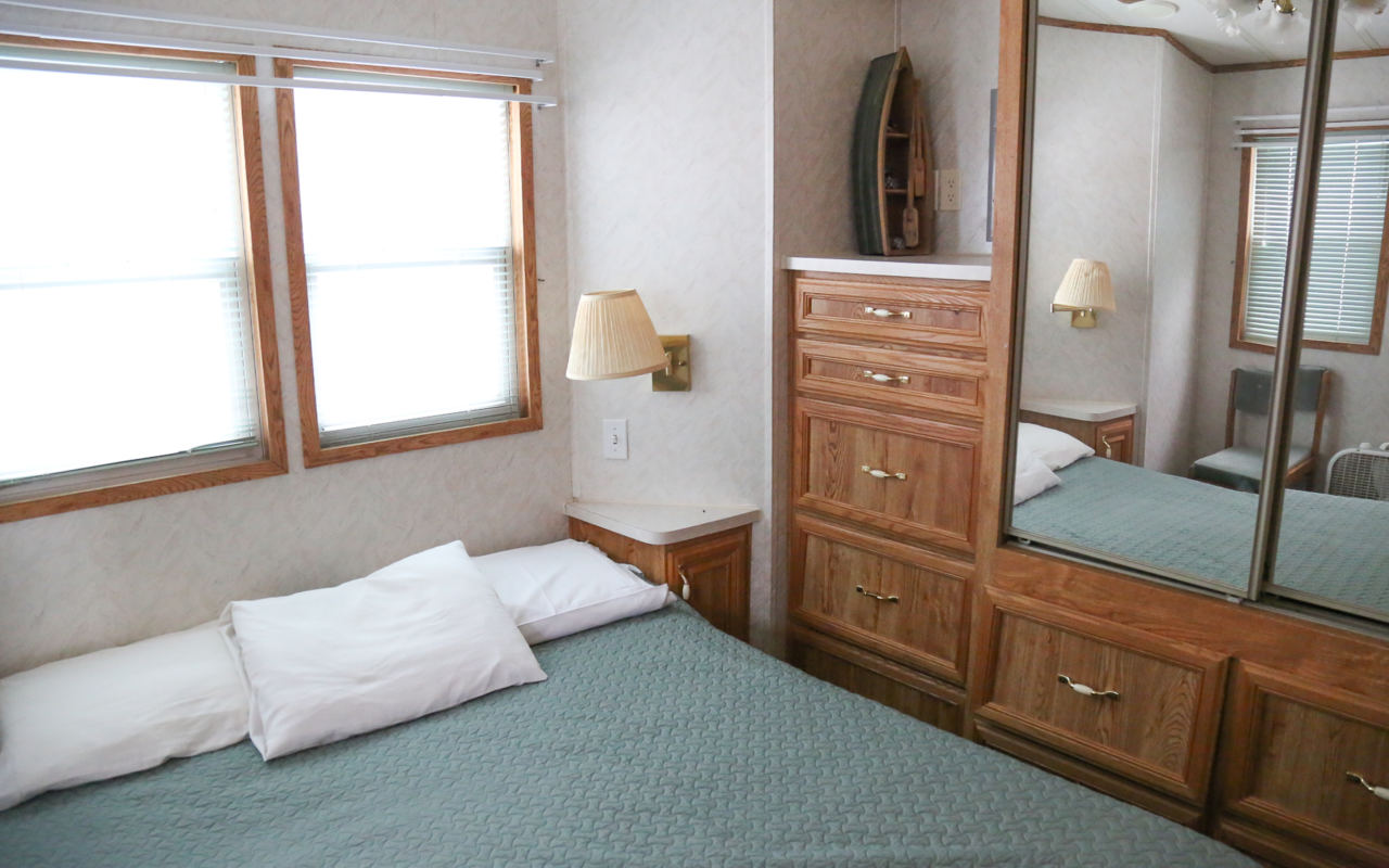 Interior view of cabin bedroom.