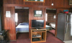 Interior cabin view looking towards bedrooms.