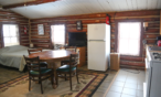 View of dining area and part of the kitchen in the cabin
